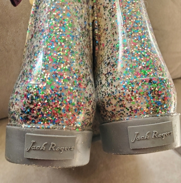 Jack Rogers - Women’s Sallie Rain Boot In Glitter And Gold Size 9 - Picture 5 of 10